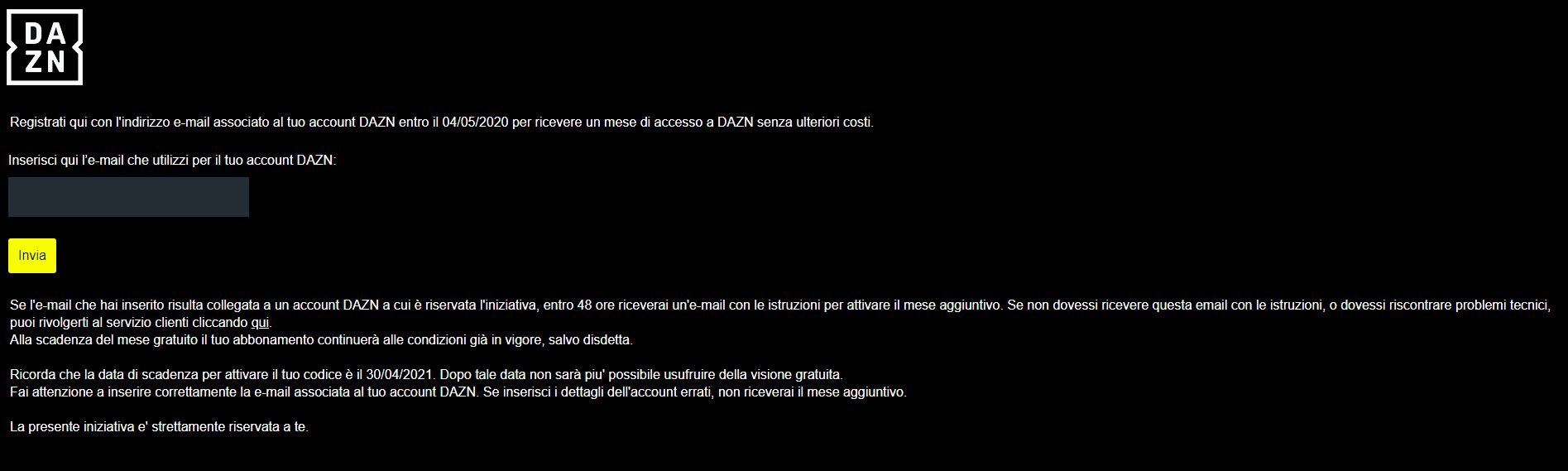 Schermata sonto Dazn